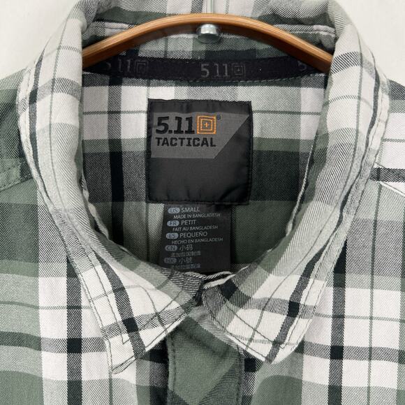 511 Tactical Series Men's Small Long Sleeve Snap Button Shirt Green/Black Plaid - Picture 2 of 8